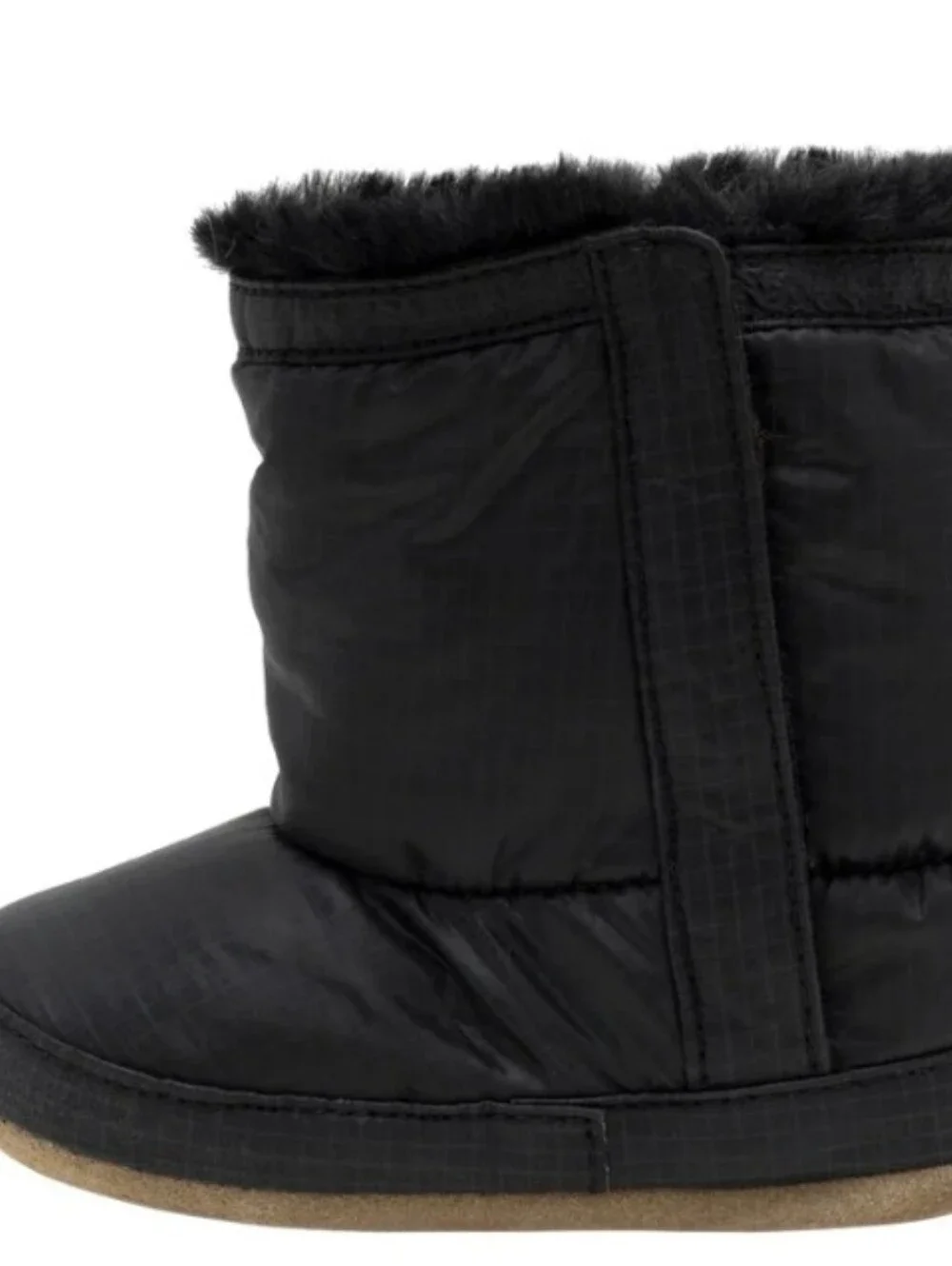 Robeez Asheville Boots Black Faux-Fur Puffer Baby Boot Slippers 0-3 Months